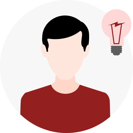 Person mit Glühbirne: Sinnbild für Designschutz und Markenregistrierung